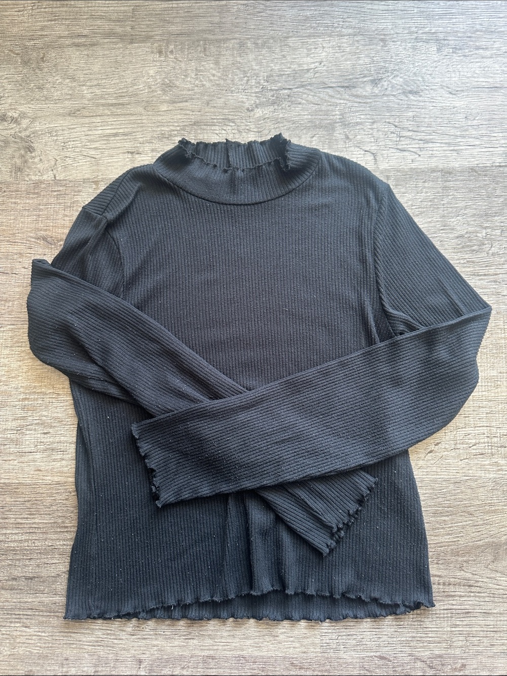 American Eagle Outfitters Black Ribbed Mock Neck Long Sleeve Top